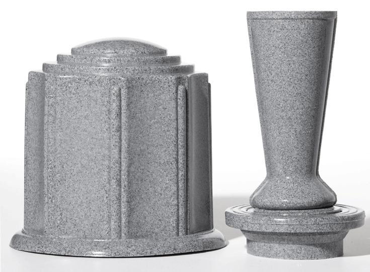 Grey Granite ForeverSafe™ Urn & Cemetery Vase Flower Set